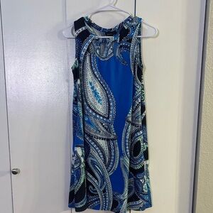 Alyx Blue and Black Paisley Midi Dress
